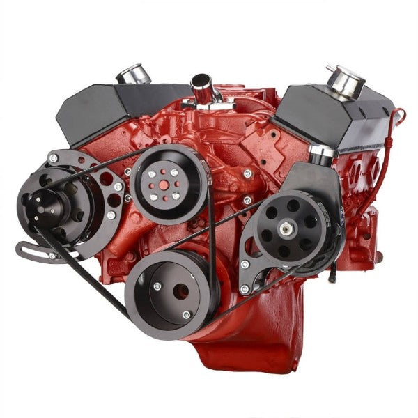 GM SB Compatible Front Accessory Drive - Dual-Belt Quick Serpentine with Alternator | Power Steering | Water Pump | Brackets and Bolts