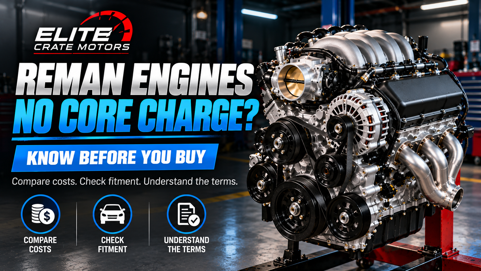 reman engines no core charge options